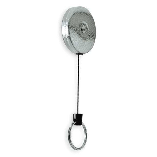 Key Reel, Split Ring Type, 1 1/8 in Ring Size, Chrome