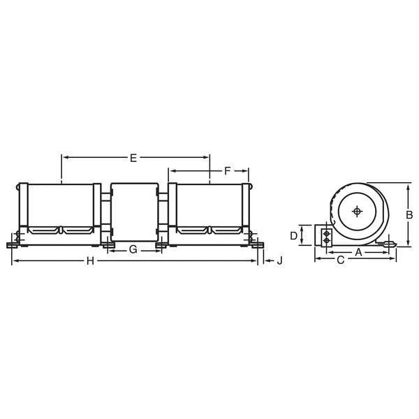 Rectangular OEM Blower, 3200 RPM, 1 Phase, Direct, Rolled Steel