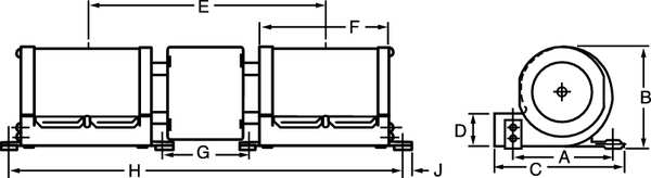 Rectangular OEM Blower, 3200 RPM, 1 Phase, Direct, Rolled Steel