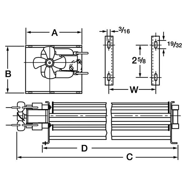 Rectangular OEM Blower, 2736 RPM, 1 Phase, Direct