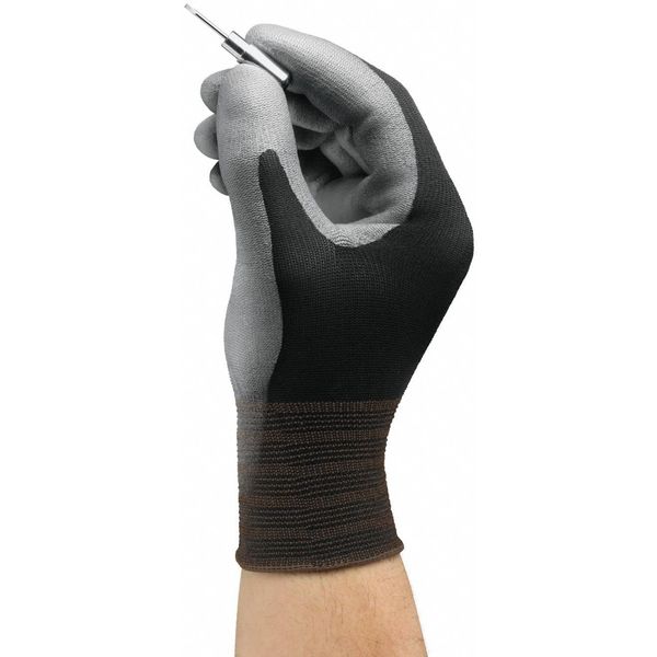 Polyurethane Coated Gloves, Palm Coverage, Black, M, PR
