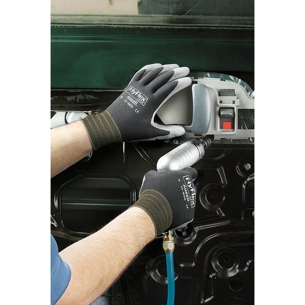 Polyurethane Coated Gloves, Palm Coverage, Black, 6, PR