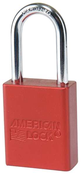 Lockout Padlock, Keyed Different, Anodized Aluminum, 1 1/2 in Shackle, Includes 2 Keys, Blue