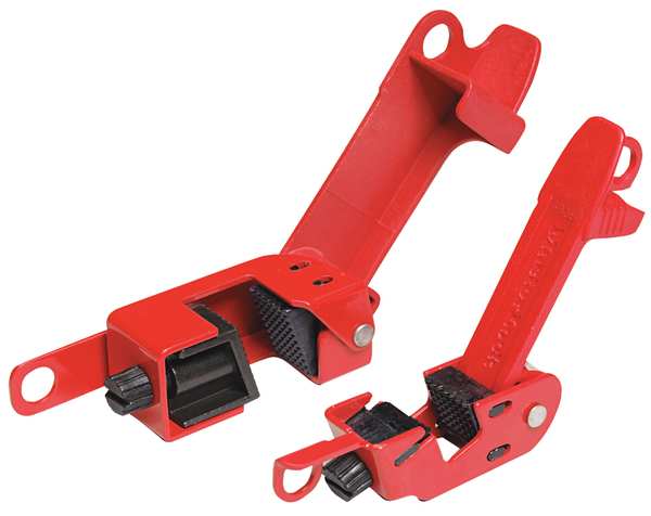 Circuit Breaker Lockout Combo Pack, Clamp-On, For 120/277V AC Volt, Steel, Red