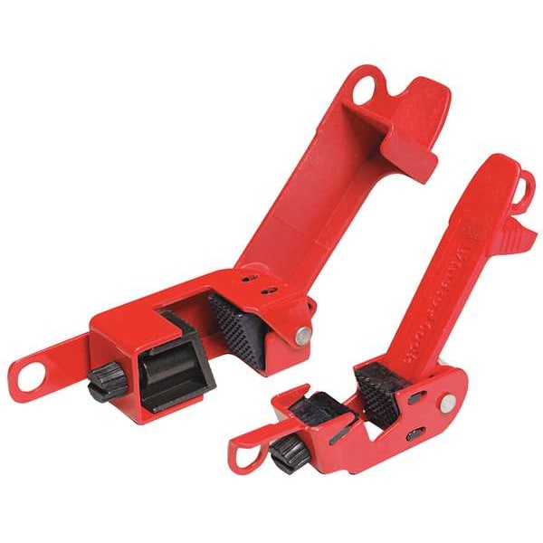 Grip Tight Single Pole Breaker Lockout, Steel, Clamp-On, For Voltage 120/277V AC, 1 Padlock, Red
