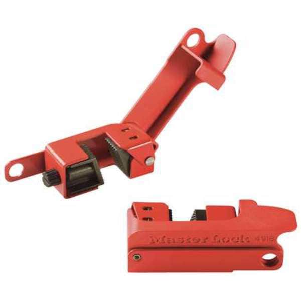 Grip Tight Single Pole Breaker Lockout, Steel, Clamp-On, For Voltage 120/277V AC, 1 Padlock, Red