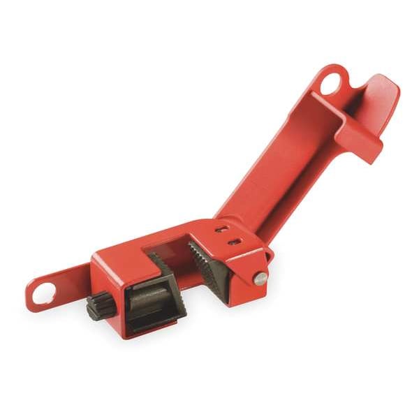 Grip Tight Single Pole Breaker Lockout, Steel, Clamp-On, For Voltage 120/277V AC, 1 Padlock, Red