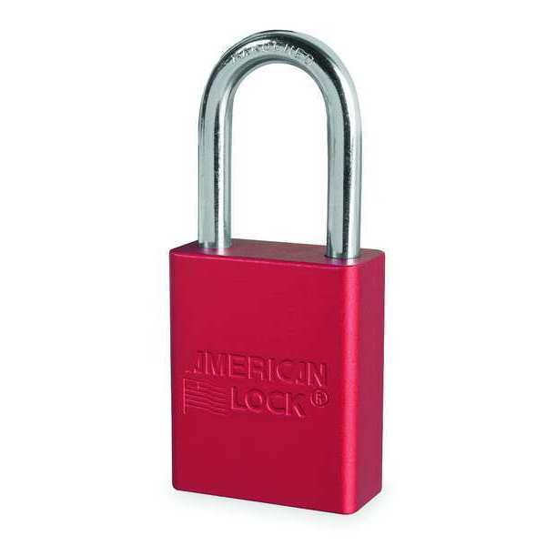 Lockout Padlock, Keyed Alike, Aluminum Standard Body, Boron Alloy Shackle, Includes 2 Keys, Red