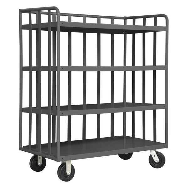 Steel Single-Side-Access Slat-Wall Metal Stock Truck, Flat, 4 Shelves, 3,600 lb