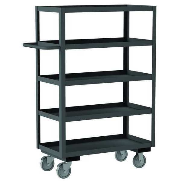 Steel Utility Cart with Lipped Metal Shelves, Flat, 5 Shelves, 1,200 lb