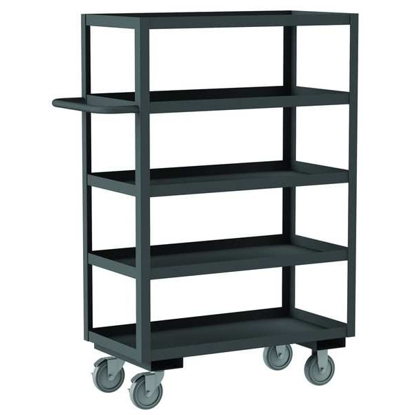 Steel Utility Cart with Lipped Metal Shelves, Flat, 5 Shelves, 1,200 lb