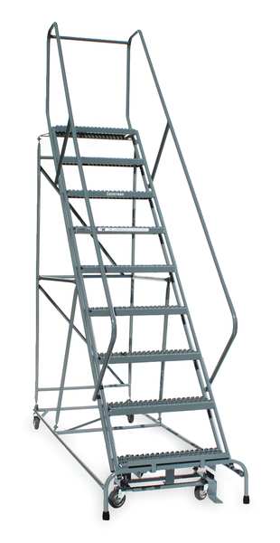 120 in H Steel Rolling Ladder, 9 Steps