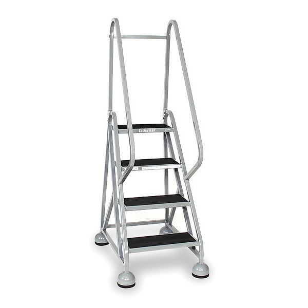 66 in H Steel Rolling Ladder, 4 Steps