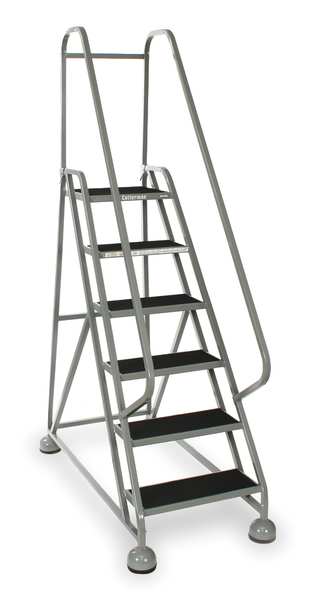 84 in H Steel Rolling Ladder, 6 Steps