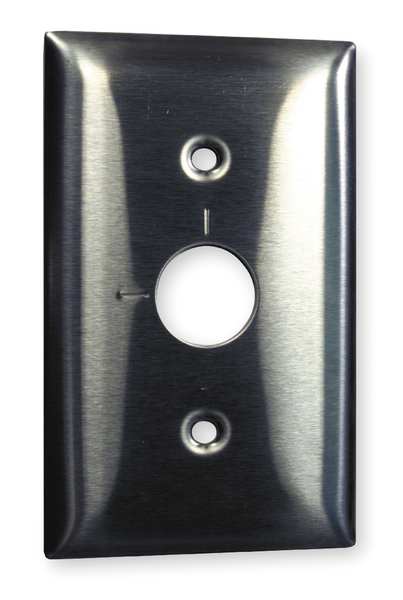 Security Opening Wall Plates and Box Cover, Number of Gangs: 1 Stainless Steel, Brushed Finish