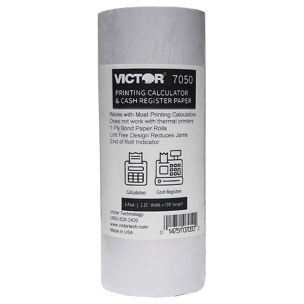Paper Roll, 2-1/2 in.W, White, PK3