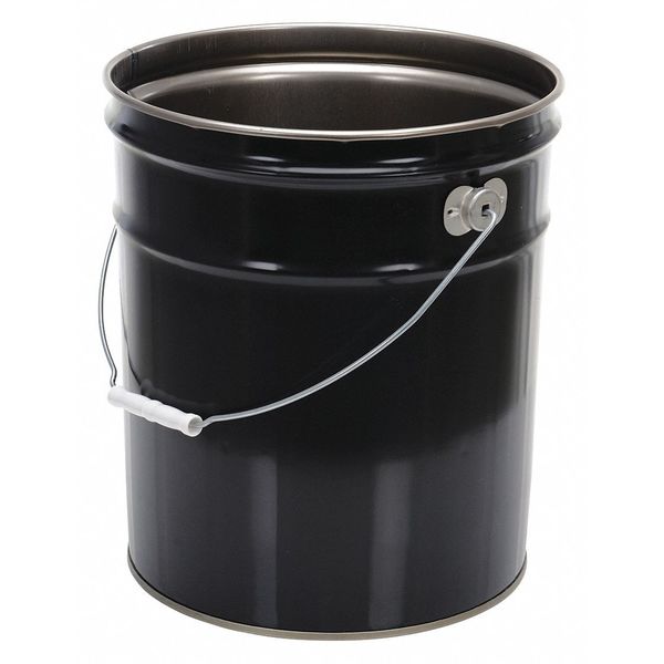 Steel Pail, Black, Cap 5 Gal, With Lining