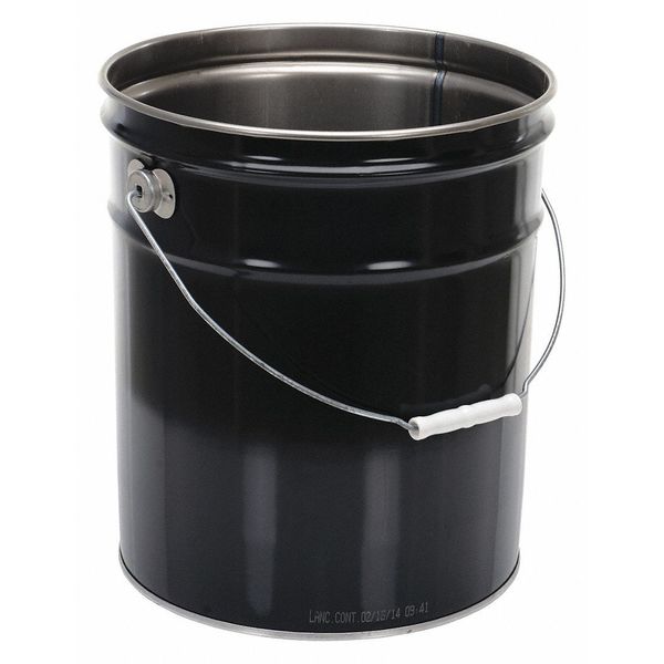 Steel Pail, Black, Cap 5 Gal, With Lining