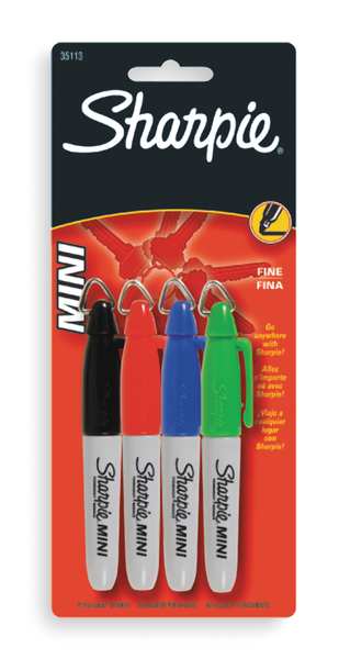 Permanent Marker Set, Fine Tip Black, Blue, Green, Red PK4