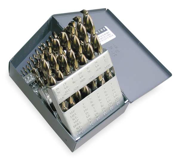 29PC 135Â° Heavy-Duty Parabolic Jobber Dril Set Cle-Line 1872 Black & Gold HSS 1/16-1/2x1/64