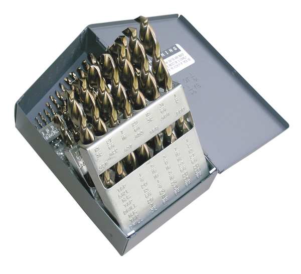 29PC 135Â° Heavy-Duty Parabolic Jobber Dril Set Cle-Line 1872 Black & Gold HSS 1/16-1/2x1/64
