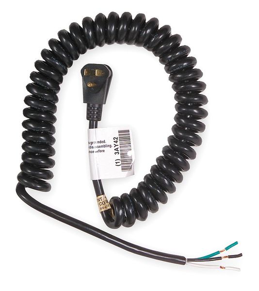 Coiled Power Cord, 5-15P, SJT, 20 ft., 13A, 16/3