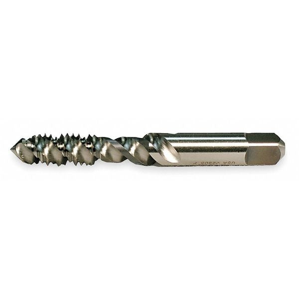 Spiral Flute Tap, M8-1.25, Plug, Metric Coarse, 3 Flutes, Bright