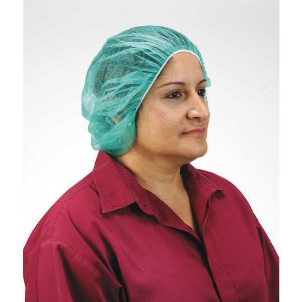 Bouffant Cap, Green, Universal, PK100