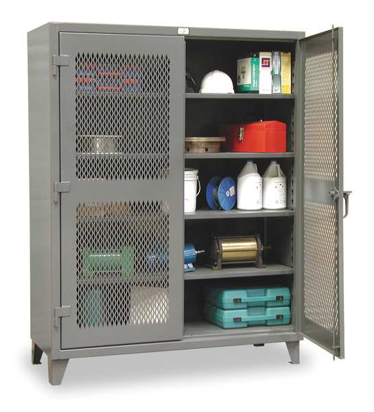 12 ga. Steel Storage Cabinet, 48 in W, 78 in H, Stationary