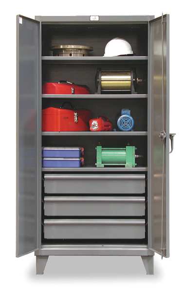 12 ga. Steel Storage Cabinet, 36 in W, 78 in H, Stationary