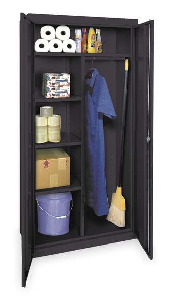 20 ga. ga. Steel Storage Cabinet, 36 in W, 78 in H, Stationary