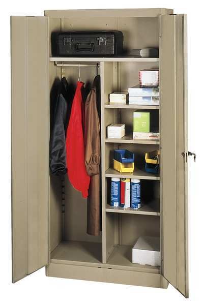 16 20 22 ga. Steel Storage Cabinet, 36 in W, 78 in H, Stationary