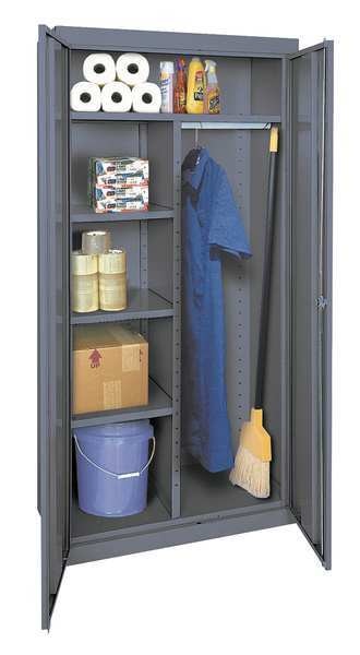 16 ga. ga. Steel Storage Cabinet, 36 in W, 78 in H, Stationary