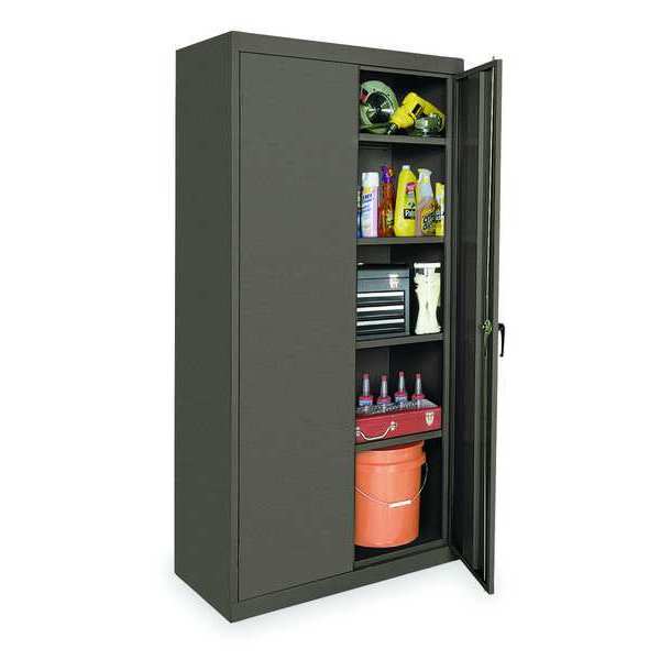 Stationary Storage Cabinet, 24 Gauge Steel, 71 in H x 36 in W x 18 in D, Gray