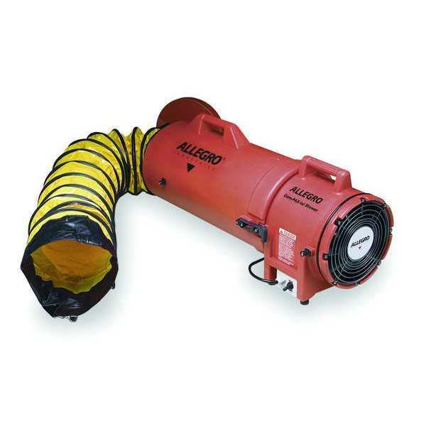 Confined Space Fan, Axial, Blower/Fan Speed 3,200 RPM, 25 ft Duct, 8 in Duct Dia