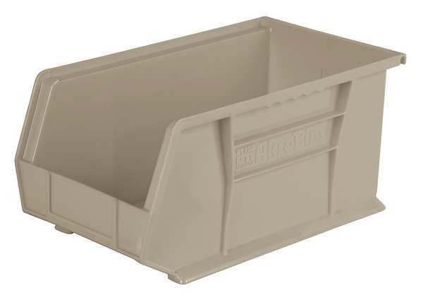 Hang & Stack Storage Bin, Beige, Plastic, 14 3/4 in L x 8 1/4 in W x 7 in H, 60 lb Load Capacity