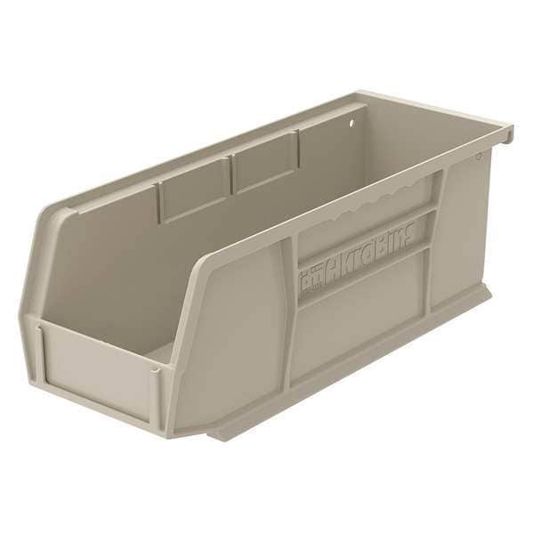 Hang & Stack Storage Bin, Beige, Plastic, 10 7/8 in L x 4 1/8 in W x 4 in H, 30 lb Load Capacity