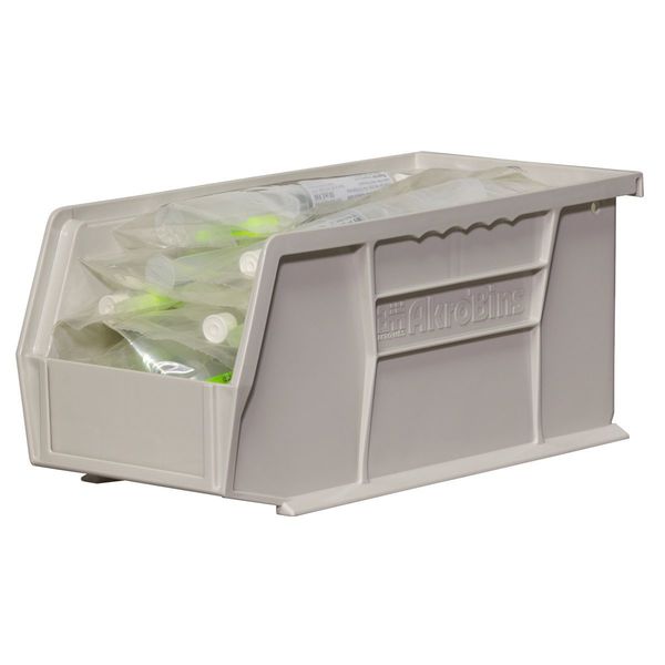 Hang & Stack Storage Bin, Beige, Plastic, 10 7/8 in L x 5 1/2 in W x 5 in H, 30 lb Load Capacity