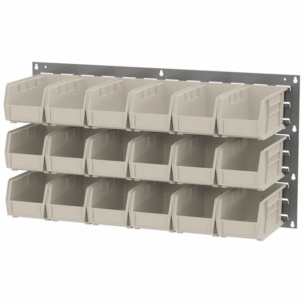 Hang & Stack Storage Bin, Beige, Plastic, 10 7/8 in L x 5 1/2 in W x 5 in H, 30 lb Load Capacity