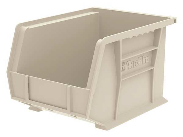 Hang & Stack Storage Bin, Beige, Plastic, 10 3/4 in L x 8 1/4 in W x 7 in H, 50 lb Load Capacity