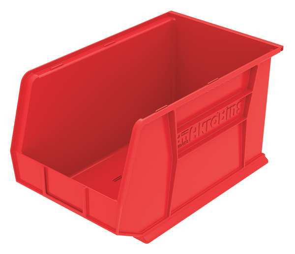 Hang & Stack Storage Bin, Red, Plastic, 18 in L x 11 in W x 10 in H, 60 lb Load Capacity
