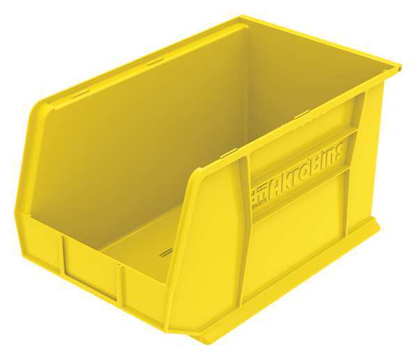 Hang & Stack Storage Bin, Yellow, Plastic, 18 in L x 11 in W x 10 in H, 60 lb Load Capacity