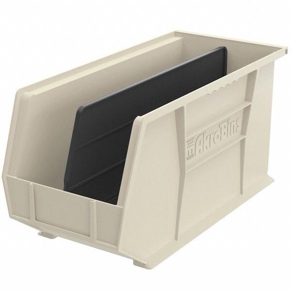 Hang & Stack Storage Bin, Beige, Plastic, 18 in L x 8 1/4 in W x 9 in H, 60 lb Load Capacity
