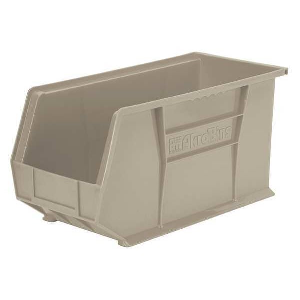 Hang & Stack Storage Bin, Beige, Plastic, 18 in L x 8 1/4 in W x 9 in H, 60 lb Load Capacity