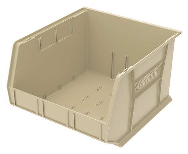Hang & Stack Storage Bin, Beige, Plastic, 18 in L x 16 1/2 in W x 11 in H, 75 lb Load Capacity