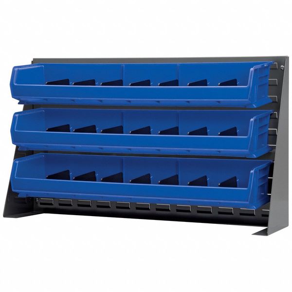 Hang & Stack Storage Bin, Blue, Plastic, 8 5/8 in L x 33 in W x 6 in H, 80 lb Load Capacity