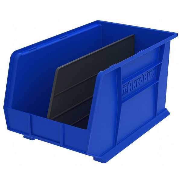 Hang & Stack Storage Bin, Blue, Plastic, 18 in L x 11 in W x 10 in H, 60 lb Load Capacity