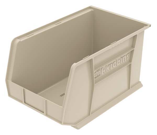 Hang & Stack Storage Bin, Beige, Plastic, 18 in L x 11 in W x 10 in H, 60 lb Load Capacity