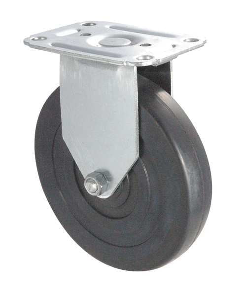 Rigid Plate Caster, Rubber, 4 in., 115 lb, D