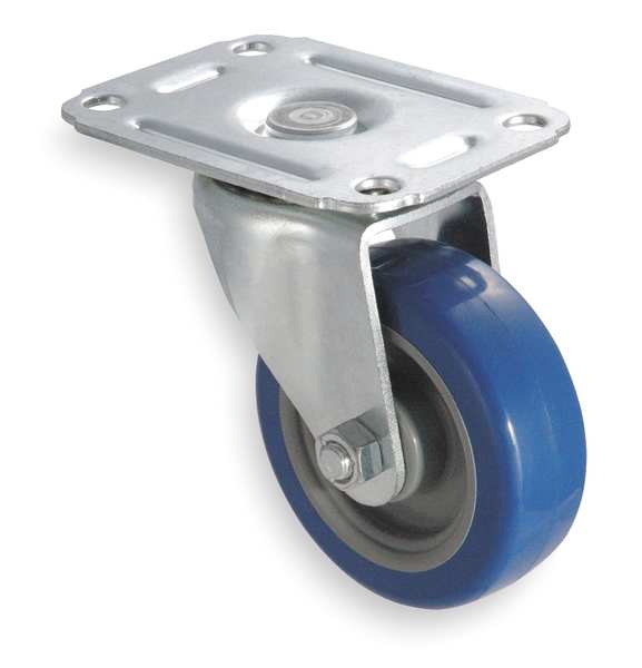 Swivel Plate Caster, Poly, 3 in., 125 lb., D